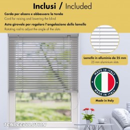 Żaluzje weneckie 25 mm z metalowego aluminium, wykonywane na wymiar