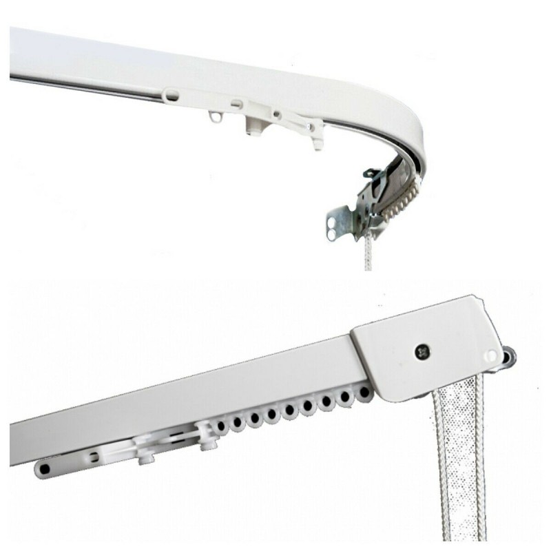 Anpassbare Gardinenschiene – linear oder gebogen, aus weißem Aluminium