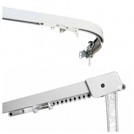 Trilho de cortina personalizável - linear ou curvo em alumínio branco