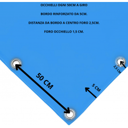 650g PVC-zeildoek op maat met ogen om de 50 cm - waterdicht