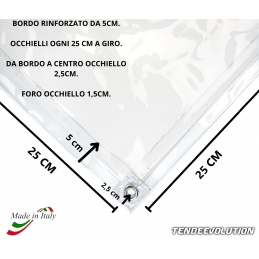 Lámina de PVC transparente de 0,50 mm con ojales cada 25 cm (hecha a medida)