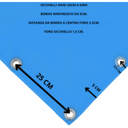 Telo Copri Piscina Su Misura 210 gr/mq – Occhielli 25 cm