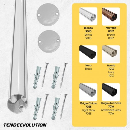 Aluminum Terminal Profile for Drop-Down Awnings – Various Colors
