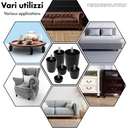 Patas de plástico para muebles M10: varios modelos y tamaños