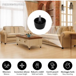 Patas de plástico para muebles M10: varios modelos y tamaños