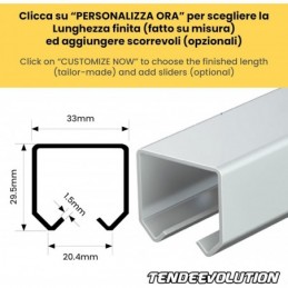 Șină glisantă monoșină MR3 pentru prelate - Versatil și durabil, fabricat în Italia