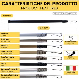 Varão de aço para cortina com acionamento manual - 125 cm, diversas cores