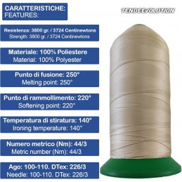 3500 m hochfestes Polyester-Nähgarn, hergestellt in Italien