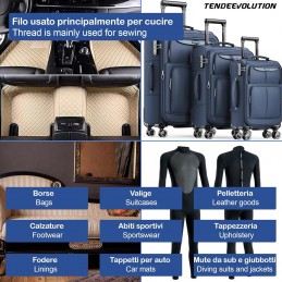 Hilo de coser de poliéster de alta tenacidad de 3500 m fabricado en Italia