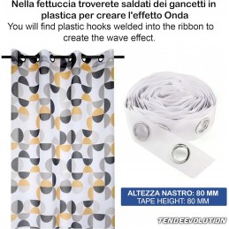 Fita para cortina com tachas coloridas - branca ou transparente