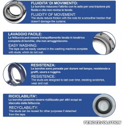 Fita para cortina com tachas coloridas - branca ou transparente