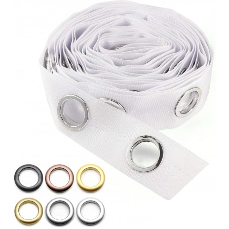 Fita para cortina com tachas coloridas - branca ou transparente