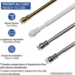 Bare de perdea cu arc – fără găurire și reglabile