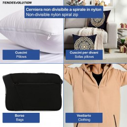 Fermeture éclair continue en nylon au mètre avec curseurs – Sur mesure