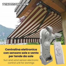 Markisestyringsenhed med sol-/vindsensor og fjernbetjening