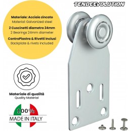 Klizne remenice s 2 ležaja - pocinčano željezo za cerade i nadstrešnice