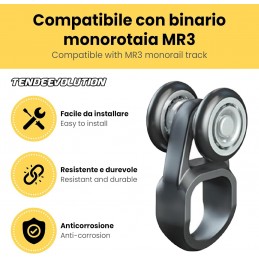 Cărucior din nailon Ø24mm cu rulmenți zincați pentru MR3