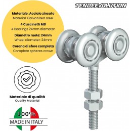 Carrello Regolabile M8 per Monorotaia MR3 – 4 Cuscinetti Zincati