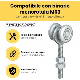 Carrello Regolabile M8 con 2 Cuscinetti per Monorotaia MR3