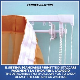 Reťazovo ovládaná záclonová lišta s centrálnym otváraním