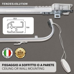 Riel de cortina personalizable: lineal o curvo en aluminio blanco