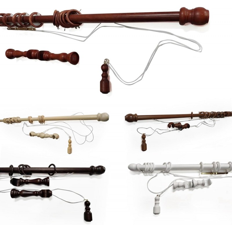 Wooden Curtain Rod Ø 35 mm – Solid, Various Colors