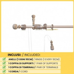 Bastone per Tende in Legno 35mm Su Misura – Corda o Strappo