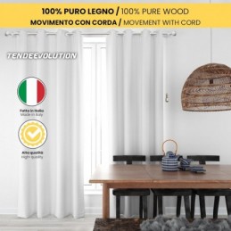 Bastone per Tende in Legno 35mm Su Misura – Corda o Strappo
