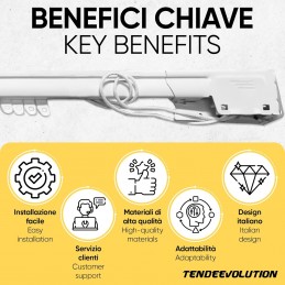 Bastone Binario Estensibile per Tende in Alluminio Bianco