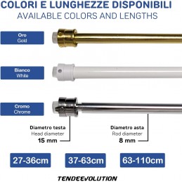 Tige télescopique pour rideaux en verre – Tige en acier sans perçage