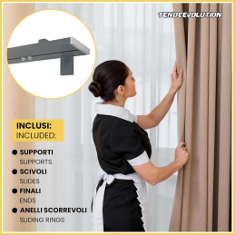 Rail de rideau ondulé – Sur mesure, en aluminium, pour mur ou plafond