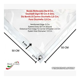 PVC transparent ignifug cu ochiuri pentru exterior