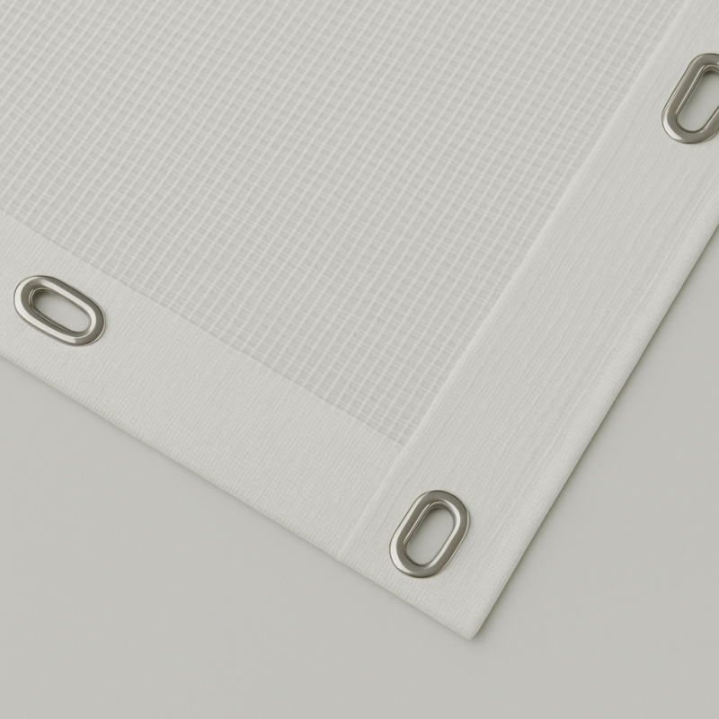 Micro-perforated PVC windproof tarpaulin with dense oval eyelets