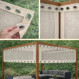 Micro-perforated PVC windproof tarpaulin with dense oval eyelets