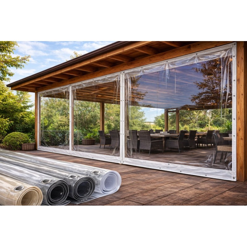 Przezroczysta plandeka PVC na zamówienie do zamknięć zewnętrznych